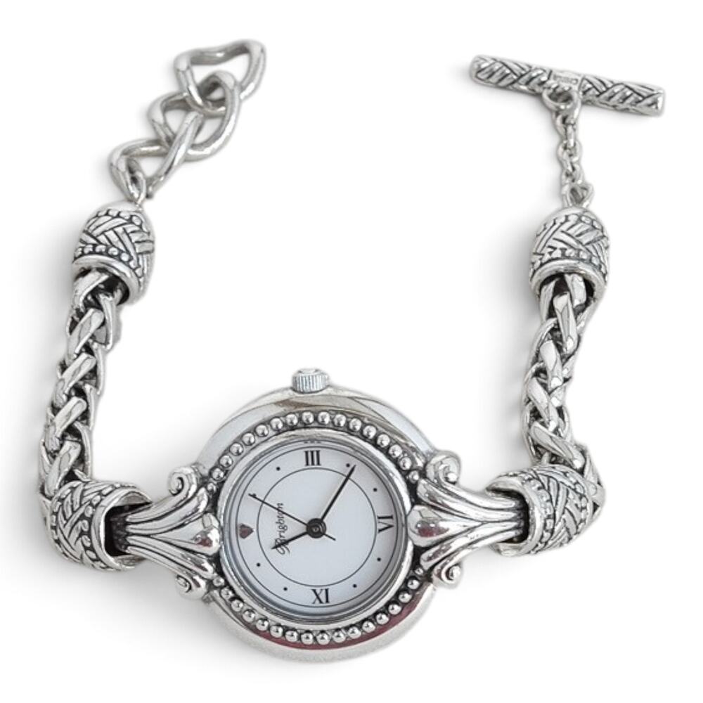 Brighton Calgary Watch Silver Braided Chain Toggle Clasp Round Face Retired